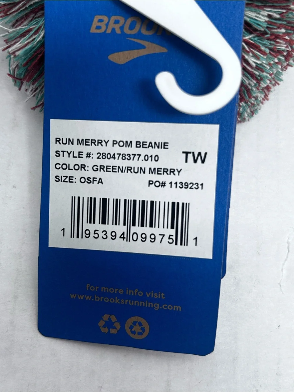 Brooks Teal, Maroon & Cream Knit Pom Beanie snowman
